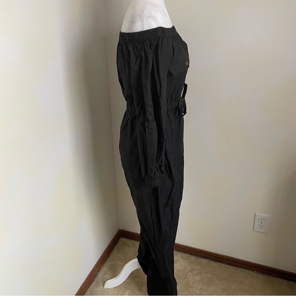 NWT Anthropologie Mare Mare Black Off-the-Shoulder Belted Jumpsuit Size S - Picture 7 of 12